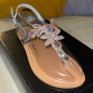 Jeweled Metallic Sandal